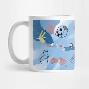 Illustration of couple with house, chair, circus and moka Mug